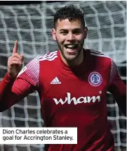  ??  ?? Dion Charles celebrates a goal for Accrington Stanley.