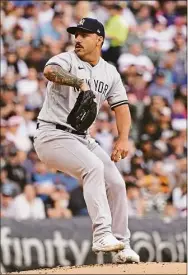  ?? Quinn Harris / Getty Images ?? Yankees pitcher Nestor Cortes delivers against the White Sox on Sunday in Chicago.