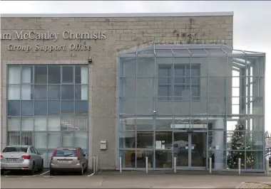  ??  ?? Sam McCauley Chemists head office in Ardcavan. LEFT: Last week’s story in this newspaper.