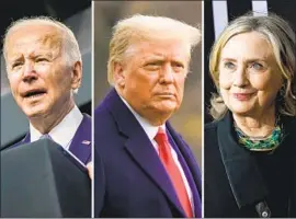  ?? Kent Nishimura Los Angeles Times; Patrick Semansky Associated Press; Evan Agostini Invision ?? IN 2016 and 2020, polling routinely underestim­ated the support for Donald Trump while overestima­ting support for Hillary Clinton and Joe Biden.