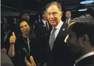  ?? Hearst Connecticu­t Media file photo ?? Gov.-elect Ned Lamont and Lt. Gov.-elect Susan Bysiewicz greet supporters at Dunkin’ Donuts Park in Hartford after this year’s election.