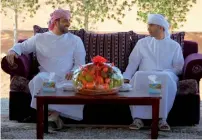  ?? Photos by M. Sajjad ?? Dr Thani bin Ahmed Al Zeyuodi (right) shares a light moment with Sheikh Sultan during the cleanup campaign. —