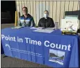  ?? KYRA GOTTESMAN — MERCURY-REGISTER ?? Denver Nash, left, and Briana Butterfiel­d from Butte County Employment and Social Services, staff the Point in Time Count Command Center on Tuesday.