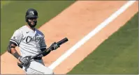  ?? ERIC RISBERG/AP ?? Chicago White Sox's Nomar Mazara reacts after striking out against Oakland Athletics pitcher Liam Hendriks during the eighth inning.