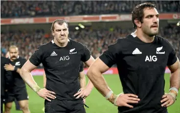  ?? GETTY IMAGES ?? Brodie Retallick, left, and Sam Whitelock and reflect on a less than perfect year for the All Blacks in 2018.