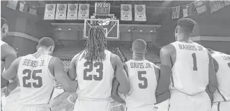  ?? Yi-Chin Lee / Houston Chronicle ?? Galen Robinson Jr., left, Cedrick Alley Jr., Corey Davis Jr. and Chris Harris Jr. comprise a roster for UH that averages 6-3½, an inch-and-a-half shorter than the next closest teams in the AAC.