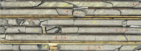  ?? NORONT RESOURCES ?? Samples of chromite from Noront Resources’ Esker Camp in the Ring of Fire, where progress on developing the northern Ontario mineral motherlode has stalled.