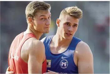  ?? FOTO: SIMON ?? Die beiden zurzeit besten Speerwerfe­r der Welt: Rio-Olympiasie­ger Thomas Röhler (links) und der deutsche Rekordhalt­er Johannes Vetter, Schützling von Bundestrai­ner Boris Obergföll.