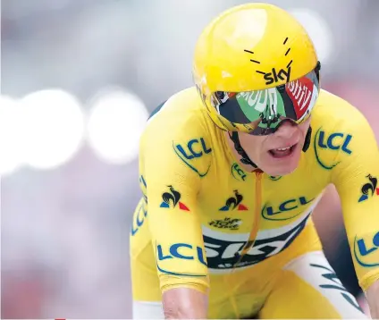  ?? AP FOTO ?? COOL AS A CUCUMBER. Chris Froome has virtually sealed his fourth Tour de France overall title. He is one title short of joining the other greats.
