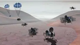  ?? NASA via New York Times ?? This rendering shows how Dragonfly, one of two possible missions for New Frontiers, would send an aerial drone to Titan, a moon of Saturn.