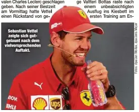  ??  ?? Sebastian Vettel zeigte sich gutgelaunt nach dem vielverspr­echenden
Auftakt.