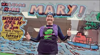 ??  ?? Mary Nolan Hickey on the day of her homecoming in Arklow when she completed her Lap of the Map and raised €72,000 for the RNLI.