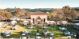  ?? COURTESY PHOTO ?? The new Fireside Lounge layout at the Fairmont Grand Del Mar resort in Carmel Valley offers socially distanced seating with firepits, some including cabanas.