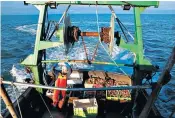  ?? ?? A French trawler fishes at the limits of French-uk waters off Granville, Normandy. France has said it will ban British boats from some of its ports