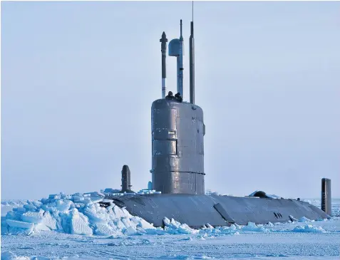  ??  ?? Britain has deployed a nuclear-powered submarine to the Arctic for the first time in a decade amid growing tension with Russia. HMS Trenchant joined two US vessels for an exercise to improve cold water combat capabiliti­es. The long-planned drill took...
