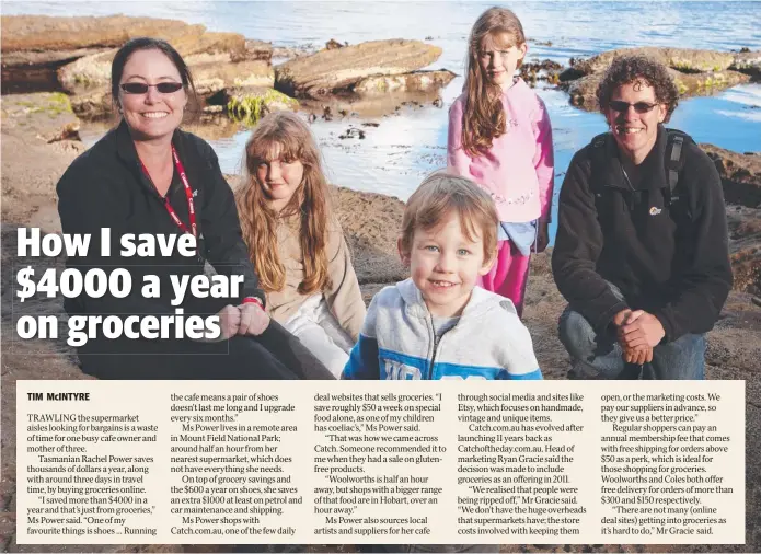 ?? Picture: SUPPLIED ?? SMART SHOPPER: Rachel Power with daughters Jemma and Jasmine, son Teddy and husband Greg, saves $ 4000 a year on groceries by shopping online.