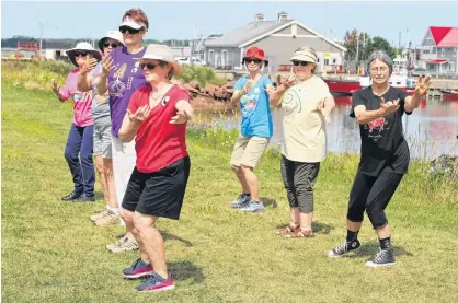  ?? COLIN MACLEAN/JOURNAL PIONEER ?? The Fung Loy Kok Taoist Tai Chi group has been active on P.E.I. since 1980 and in Summerside since 1990. Practising on the Summerside waterfront Thursday morning were, from front left and moving backwards Gloria Wood, Monique Maineville, Liz Spangler, Gloria Cook, Norma Butts, Paula Picketts and Elaine Caseley.