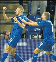  ??  ?? BIG HIT: Albrighton, right, congratula­tes Slimani