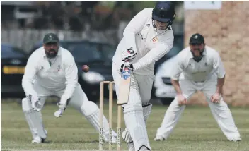  ??  ?? Adam Hickey bats for Washington on his way to a memorable century at Boldon lastyt weekend.