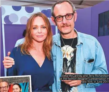  ??  ?? Stella McCartney and Terry Richardson at the fashion designer’s presentati­on in New York, in June 2017.