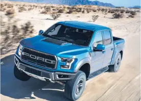  ??  ?? The 2019 Ford F-150 Raptor features class-exclusive FOX 3.0 Internal Bypass shocks with Live Valve technology that can adapt to terrain in real-time to actively maximize handling, comfort, and bottom-out resistance.