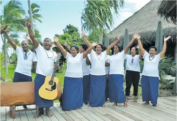  ??  ?? Staff of Six Senses Fiji welcoming guests at the resort on Vunibaka Bay, Malolo Island on April 14.