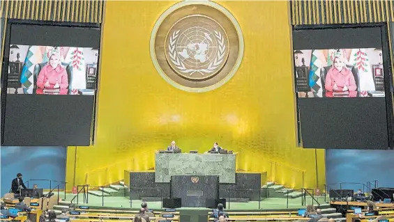  ?? EFE ?? Crítico. La mayor parte del discurso de la presidenta Jeanine Añez en la Asamblea de las Naciones Unidas estuvo dirigido a la Argentina.