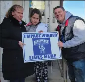  ?? (SUBMITTED PHOTO) ?? In this photo, Breanna Hillegas fourth grade I’MPACT winner at Rupert Elementary School in Pottstown, center, is shown with her mother, Tanya Hillegas, left, and Matt Moyer, Rupert principal, right.