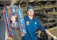  ??  ?? BREWING UP A STORM: Stephen McGinn helps to promote the Irn-Bru Cup semi-final and hopes to get St Mirren back on the winning trail against The New Saints.