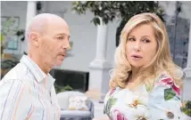  ?? Photos / HBO, AP ?? Stanley Tucci has found Italy; Jon Gries as Greg and Jennifer Coolidge as Tanya in season two of The White Lotus; on board HMS Wag the biggest stress would be which cocktail to order.