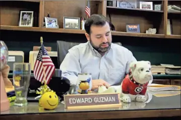  ?? Jeremy stewart ?? Edward Guzman began as Cedartown’s city manager on Oct. 1 after being unanimousl­y approved by the city commission, continuing his time serving his hometown.