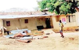  ?? ?? An affected house in Oke Ako