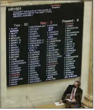  ?? (Arkansas Democrat-Gazette/Staton Breidentha­l) ?? House Speaker Matthew Shepherd watches the vote tally Thursday on House rules for the 93rd General Assembly. The rules passed easily.