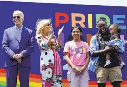  ?? MANUEL BALCE CENETA AP ?? President Joe Biden and first lady Jill Biden attend a Pride Month celebratio­n on the South Lawn of the White House on Saturday in Washington.