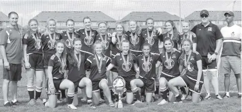  ?? [SUBMITTED] ?? Coaches Gerard Douglas, Lisa Douglas, Ike Husain and Mark Israel led the U15 girls’ team of Megan Bartley, Kambel Beacom, Hannah Carr, Grace Ciuman, Delaney Douglas, Olivia Gregory, Alexandra Harnock, Maeghan Hazelwood, Abbey Israel, Olivia Macmillan,...