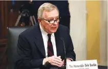  ?? GRAEME JENNINGS/POOL VIA AP ?? Sen. Dick Durbin, D-Ill., introduces Secretary of State nominee Antony Blinken during his confirmati­on hearing Tuesday before the Senate Foreign Relations Committee on Capitol Hill.