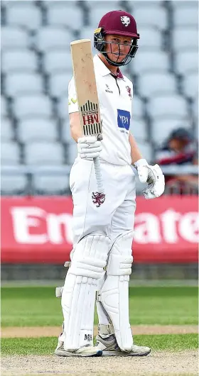  ?? Picture: Barry Mitchell ?? Somerset’s James Rew celebrates his hundred