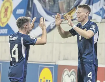  ?? ?? Billy Gilmour and Scott Mctominay in action for Scotland during a Euro 2024 qualifier