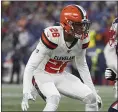  ?? WINSLOW TOWNSON — THE ASSOCIATED PRESS ?? Greedy Williams defends against the Patriots during a 2019 game.