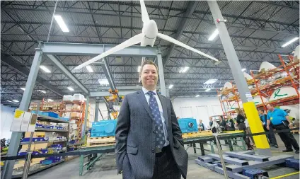  ?? ADRIAN MACNAIR/ SURREY NOW ?? Glenn Johnson, CEO of Endurance Wind Power, is all smiles as his company opens its second manufactur­ing plant in Surrey.