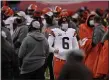  ?? JEFF ROBERSON — THE ASSOCIATED PRESS ?? Baker Mayfield looks on during the Browns’ loss to the Chiefs on Jan. 17 in Kansas City, Mo.