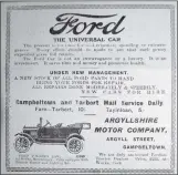  ??  ?? In 1921: ‘Any customer can have a car painted any colour that he wants, so long as it’s black,’ said Henry Ford. The princely sum of £240 would get you a brand new Ford Touring car from the Ford works in Trafford Park, Manchester, through the Argyllshir­e Motor Company, on Argyll Street, where Ramsay Place stands today.