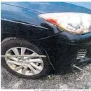  ?? COURTESY OF KATHRYN ALLISON ?? Kathryn Allison was on I-4 East in 2016 when she heard a thump and metal scraping. She found a “3- to 4-inch piece of rebar” piercing her right front bumper.