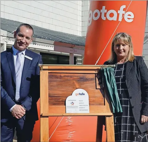  ?? Minister Gayle Tierney. ?? Youth Foyer one step closer:
GOTAFE chief executive officer Travis Heeney (left) pictured with Victorian Training and Skills