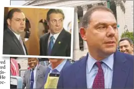  ?? ALEC TABAK/DAILY NEWS ?? Joseph Percoco, former top aide to Gov. Cuomo (with him inset), leaves court Thursday after getting six-year sentence.
