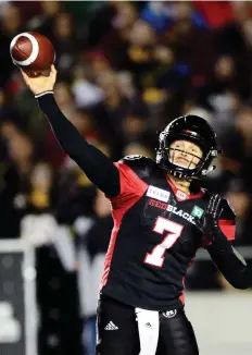  ??  ?? Redblacks quarterbac­k Trevor Harris elevated himself with a mistake-free performanc­e on Friday.