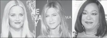  ??  ?? Witherspoo­n, Aniston and Rhimes are among hundreds of Hollywood women who have formed an anti-harassment