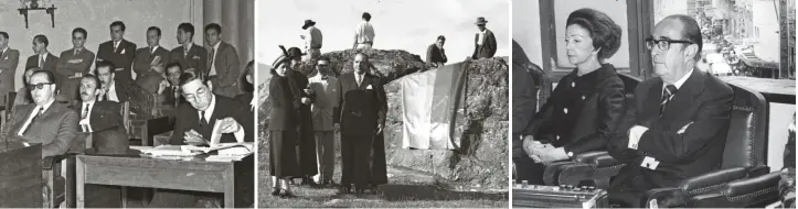  ??  ?? Debate sobre impuestos en el Concejo, en 1948. Inicio de obras del Hospital Pablo Tobón, en 1949. Asamblea de la Andi celebrada en el año 1954.