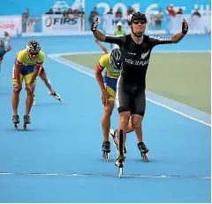  ?? PHOTO: THOMAS HOFMANN ?? Peter Michael takes out the 1000m at the World Speed Skating Championsh­ips in China.