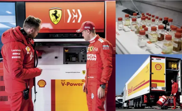  ??  ?? Shell transports 700 litres of fuel for each Ferrari-engined car to every race